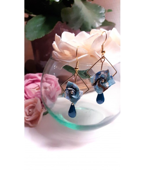 Boucles d'oreilles origami "rose"
