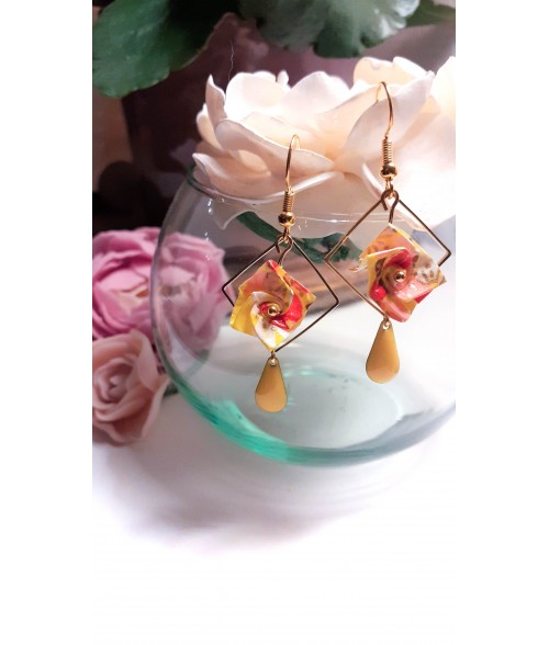 Boucles d'oreilles origami "rose"