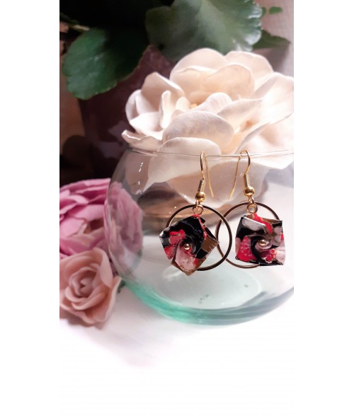 Boucles d'oreilles origami "rose"