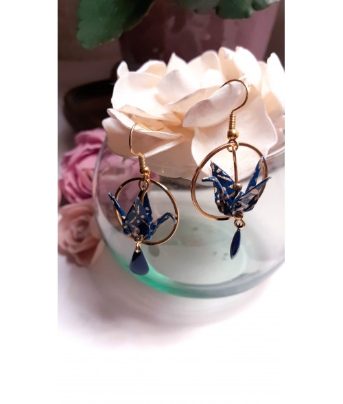Boucles d'oreilles origami "grue"